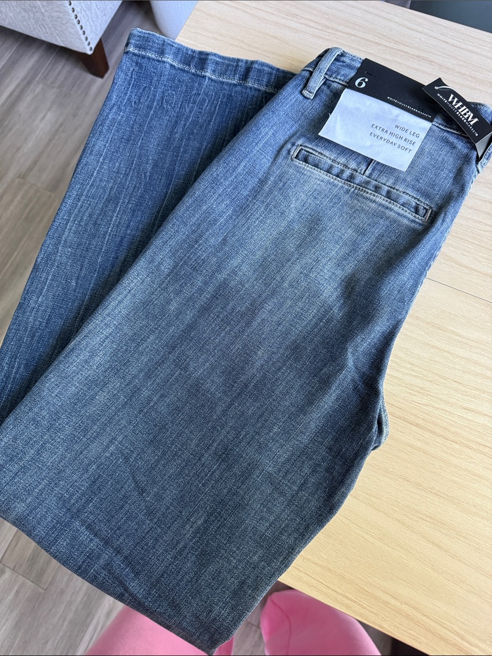 White House Black Market Women's Relaxed Wide-Leg Jeans in Blue Denim